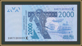 Інші країни Другие страны ^/--/^ Западная Африка  (K - Сенегал) 2000 франков 2003  (2024) P-716 K UNC ^_^^^ Західна Африка (K - Сенегал) 2000 франків 2003 (2024) P-716 K UNC - фото фото фото
