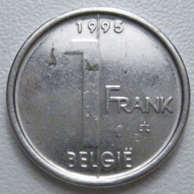 Бельгія Бельгия ^/--/^ Бельгія 1 франк 1995 року Belgie 42801 ^_^^^ Бельгия 1 франк 1995 года Belgie 42801 - фото фото фото