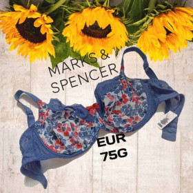 Бюстгальтери Бюстгальтеры ^/--/^ marks&amp;spencer eur 75 /--/ g бюстгальтер м&amp;apos;який кісточка сизо синій в принт ^_^^^ marks&amp;spencer eur 75 /--/ g бюстгальтер мягкий косточка сизо синий в принт - фото фото фото
