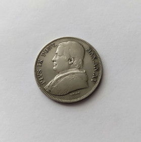 Італія і Ватикан Италия и Ватикан ^/--/^ 20 БАЙОЧЧИ ВАТИКАН 1861  состояние!!! серебро ОЧЕНЬ РЕДКАЯ!!! ^_^^^ 20 БАЙОЧЧІ ВАТИКАН 1861 стан!!! срібло Дуже рідка!!! - фото фото фото
