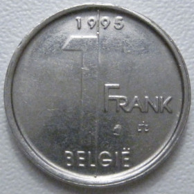 Бельгія Бельгия ^/--/^ Бельгія 1 франк 1995 року Belgie 42803 ^_^^^ Бельгия 1 франк 1995 года Belgie 42803 - фото фото фото