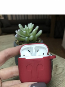 Навушники Наушники ^/--/^ Чехол для Apple AirPods 1,2 Красный Silicone Case силиконовый ^_^^^ Apple AirPods 1,2 Червоний Silicone Case - фото фото фото