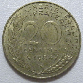 Франція Франция ^/--/^ Франція 20 сантимів 1984 року 43620 ^_^^^ Франция 20 сантимов 1984 года 43620 - фото фото фото