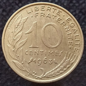 Франція Франция ^/--/^ Франція 10 сантимів, 1963 ^_^^^ Франция 10 сантимов, 1963 - фото фото фото