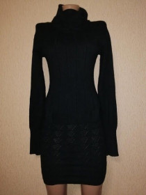 Сукні Платья ^/--/^ Теплое короткое женское черное платье, туника Rexiro Classic Fashion ^_^^^ Тепла коротка жіноча чорна сукня, туніка Rexiro Classic Fashion - фото фото фото