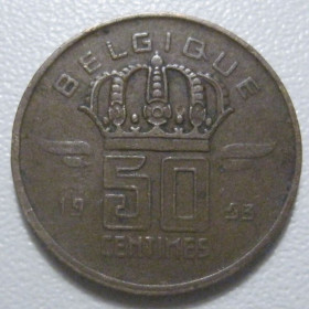 Бельгія Бельгия ^/--/^ Бельгія 50 сантимів 1953 року Belgique 42408 ^_^^^ Бельгия 50 сантимов 1953 года Belgique 42408 - фото фото фото
