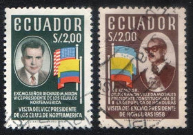 Південна Америка Южная Америка ^/--/^ Эквадор  (1958) Визиты политических деятелей. Флаги ^_^^^ Еквадор (1958) Візити політичних діячів. Прапори - фото фото фото