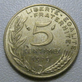 Франція Франция ^/--/^ Франція 5 сантимів 1979 року 41951 ^_^^^ Франция 5 сантимов 1979 года 41951 - фото фото фото