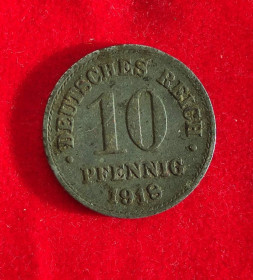 Німецька імперія (-) Германская империя (-) ^/--/^ 10 пфеннигов 1918 года монета Германии dt /--/ 692 ^_^^^ 10 пфенігів 1918 монета Німеччини dt /--/ 692 - фото фото фото
