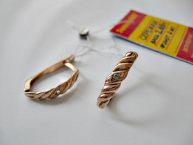 Сережки Серьги ^/--/^ Сережки с фианитами 2.89 грамма Золото 585 пробы ^_^^^ Сережки з фіанітами 2.89 грама Золото 585 проби - фото фото фото
