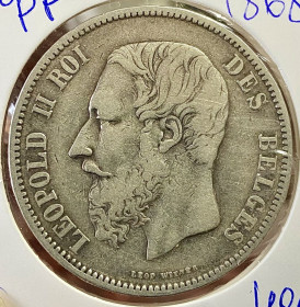 Бельгія Бельгия ^/--/^ Бельгія. 5 франків 1868 р. ^_^^^ Бельгия. 5 франков 1868 г. - фото фото фото
