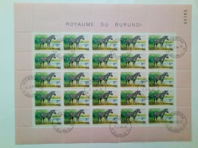 Бурунді Бурунди ^/--/^ БУРУНДИ. 1964 г. ANIMALS. ЗЕБРА. номинал 3 Fr, Michel 95; ЛИСТ 25 м., номерной, с гашением ^_^^^ Бурунді. 1964 ANIMALS. ЗЕБРА. номінал 3 Fr, Michel 95; ЛИСТ 25 м., номерний, з гасінням - фото фото фото