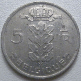 Бельгія Бельгия ^/--/^ Бельгія 5 франків 1977 року Belgique 42870 ^_^^^ Бельгия 5 франков 1977 года Belgique 42870 - фото фото фото