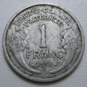 Франція Франция ^/--/^ Франція 1 франк 1958 року 42109 ^_^^^ Франция 1 франк 1958 года 42109 - фото фото фото
