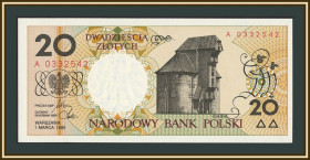 Польща Польша ^/--/^ Польша 20 злотых 1990 P-168  (168 /--/ b) UNC ^_^^^ Польща 20 злотих 1990 P-168 (168 /--/ b) UNC - фото фото фото