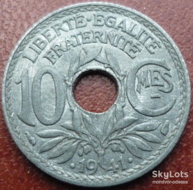 Франція Франция ^/--/^ Франция 10 сантимов .1941. цинк состояние  11/2 /--/ ф /--/ 01 ^_^^^ Франція 10 сантимів .1941. цинк стан 11/2 /--/ ф /--/ 01 - фото фото фото