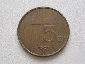 Нідерланди Нидерланды ^/--/^ Нидерланды 5 центов 1991 года 23234 ^_^^^ Нідерланди 5 центів 1991 року 23234 - фото фото фото