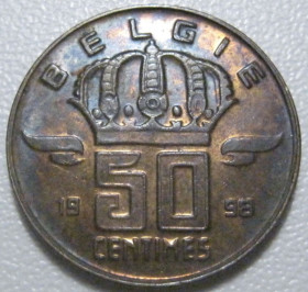 Бельгія Бельгия ^/--/^ Бельгія 50 сантимів 1998 року Belgie 42518 ^_^^^ Бельгия 50 сантимов 1998 года Belgie 42518 - фото фото фото