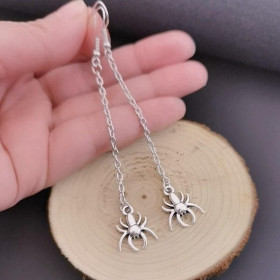 Сережки Серьги ^/--/^ Длинные модные серьги паучки на цепочке ^_^^^ Довгі модні сережки павучки на ланцюжку - фото фото фото