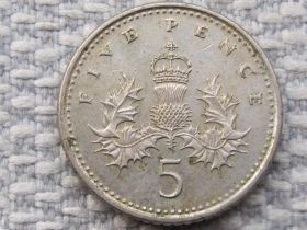 Єлизавета II (після ) Елизавета II (после ) ^/--/^ Великобритания 5 пенсов 1990 года #2075 ^_^^^ Велика Британія 5 пенсів 1990 року #2075 - фото фото фото