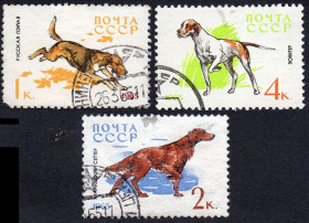СРСР - СССР - ^/--/^ СРСР 1965 - Службові та мисливські собаки  (Гб) ^_^^^ СССР 1965 — Служебные и охотничьи собаки (Гб) - фото фото фото