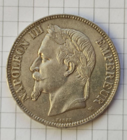 Франція Франция ^/--/^ Наполеон III Бонапарт монета 5 франков 1869 года серебро, отличная!  fn /--/ 413 ^_^^^ Наполеон III Бонапарт монета 5 франків 1869 року срібло, відмінна! fn /--/ 413 - фото фото фото