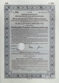 Акції, облігації, лотереї Акции, облигации, лотереи ^/--/^ Облігація Konversionskasse Deutsche Auslandsschulden 1935 Швейцарія Mt 18 ^_^^^ Облигация Konversionskasse Deutsche Auslandsschulden 1935 Швейцария Mt 18 - фото фото фото