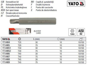 Викрутки Отвертки ^/--/^ Насадка отвертки бита TORX YATO T /--/ 40 l /--/ 75 мм S /--/ 2 YT-0407 ^_^^^ Польща T /--/ 40 l /--/ 75 мм S /--/ 2 YT-0407 - фото фото фото
