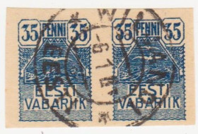 Балтійські країни Балтийские страны ^/--/^ Эстония  1919 г № 24 гашеная пара ^_^^^ Естонія 1919 р. No 24 гашена пара - фото фото фото