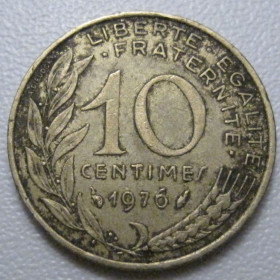 Франція Франция ^/--/^ Франція 10 сантимів 1976 року 42003 ^_^^^ Франция 10 сантимов 1976 года 42003 - фото фото фото