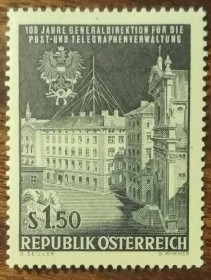 Австрія Австрия ^/--/^ Австрия  100 лет Исполнительному совету Администрации почт и телекоммуникаций 1966 ^_^^^ Австрія 100 років Виконавчій раді Адміністрації пошт і телекомунікацій 1966 - фото фото фото