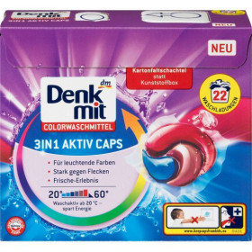 Для прання Для стирки ^/--/^ Капсули для прання кольорових речей Denkmit 3 /--/ IN /--/ 1 Aktiv Caps, 22 шт ^_^^^ Капсулы для стирки цветных вещей Denkmit 3 /--/ IN /--/ 1 Aktiv Caps, 22 шт - фото фото фото