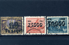 Польща Польша ^/--/^ Польша. Надпечатки инфляции  (серия без 1 м.) 1923 г. ^_^^^ Польща. Надпечатки інфляції (серія без 1 м.) 1923 р. - фото фото фото
