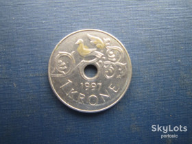 Норвегія Норвегия ^/--/^ Монета 1 крона Норвегия 1997 фауна птица ^_^^^ Монета 1 крона Норвегія 1997 фауна птаха - фото фото фото