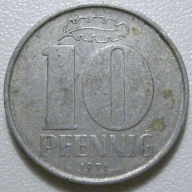 НДР, ФРН ГДР, ФРГ ^/--/^ Німеччина - НДР 10 пфенігів 1971 року 43385 ^_^^^ Германия - ГДР 10 пфеннигов 1971 года 43385 - фото фото фото