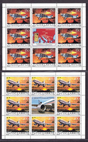Транспорт Транспорт ^/--/^ Авиация . Югославия 1987 г MNH - 2 /--/ а м/листа ^_^^^ Югославія 1987 р MNH - 2 /--/ а м/листа - фото фото фото