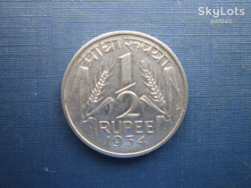 Індія Индия ^/--/^ Монета 1/2 рупии Индия 1954 ^_^^^ Монета 1/2 рупії Індія 1954 - фото фото фото