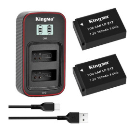 Акумулятори Аккумуляторы ^/--/^ 3-Pack KingMa Canon LP-E /--/ 12 (2 АКБ KingMa LP-E /--/ 12 и 1 ЗУ на две батареи) ^_^^^ 3-Pack KingMa Canon LP-E /--/ 12 (2 АКБ KingMa LP-E /--/ 12 і 1 ЗУ на дві батареї) - фото фото фото