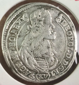 Австро-Угорщина Австро-Венгрия ^/--/^ Австро-Угорщина. 15 крейцерів 1663 р. NB  (рідкий тип) ^_^^^ Австро-Венгрия. 15 крейцеров 1663 г. NB (редкий тип) - фото фото фото