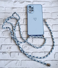 Чохли, бампера Чехлы, бампера ^/--/^ Чохол з шнурком для Samsung Galaxy A /--/ 13 4 /--/ G  (Blue) прозорий з малюнком серце + ремінець ^_^^^ Чехол с шнурком для Samsung Galaxy A /--/ 13 4 /--/ G (Blue) прозрачный с рисунком сердце + ремень - фото фото фото