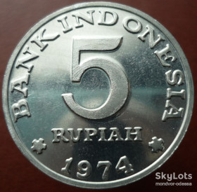Індонезія Индонезия ^/--/^ Индонезия 5 рупий 1974  5 ^_^^^ Індонезія 5 рупій 1974 5 - фото фото фото