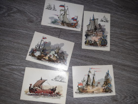 СРСР СССР ^/--/^ Открытка  5 шт СССР  Корабли  1975 /--/ г. ^_^^^ Листівка 5 шт СРСР Кораблі 1975 /--/ р. - фото фото фото