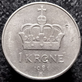 Норвегія Норвегия ^/--/^ Норвегія 1 крона, 1981 ^_^^^ Норвегия 1 крона, 1981 - фото фото фото