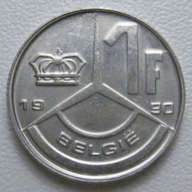 Бельгія Бельгия ^/--/^ Бельгія 1 франк 1990 року Belgie 42755 ^_^^^ Бельгия 1 франк 1990 года Belgie 42755 - фото фото фото