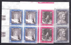Інші країни Другие страны ^/--/^ ZM  Сан-Марино 1965 г MNH - Данте - квартблоки -  часть серии ^_^^^ ZM Сан-Марино 1965 MNH - Данте - квартблоки - частина серії - фото фото фото