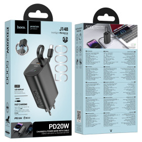 Зовнішні акумулятори (Power Bank) Внешние аккумуляторы (Power Bank) ^/--/^ Power Bank HOCO J /--/ 148 Handy PD /--/ 20 /--/ W Power bank with cable  (EU)  (5000 /--/ mAh) ^_^^^ Power Bank HOCO J /--/ 148 Handy PD /--/ 20 /--/ W Power bank with cable (EU) (5000 /--/ mAh) - фото фото фото