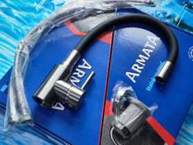 Крани, змішувачі Краны, смесители ^/--/^ Змішувач для кухні ARMATA SUS 011 REFL black, gray and white ^_^^^ Смеситель для кухні ARMATA SUS 011 REFL black, gray and white - фото фото фото