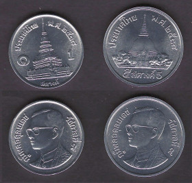 Таїланд Таиланд ^/--/^ Набор Таиланд 2 монеты 1 и 5 сатанг 1995 ^_^^^ Таїланд 2 монети 1 і 5 сатанг 1995 - фото фото фото