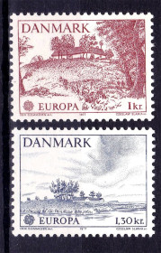 Інші країни Другие страны ^/--/^ EU Дания  1977 г  MNH - обе марки желтой флуоресценции ^_^^^ EU Данія 1977 MNH - обидві марки жовтої флуоресценції - фото фото фото