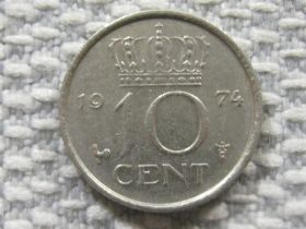 Нідерланди Нидерланды ^/--/^ Нидерланды 10 центов 1974 года #3958 ^_^^^ Нідерланди 10 центів 1974 року #3958 - фото фото фото